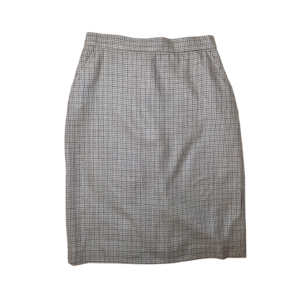 Vintage CALVIN KLEIN CLASSICS 1980s Wool/Silk Houndstooth Pencil Skirt